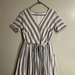 Striped Mock Wrap Dress